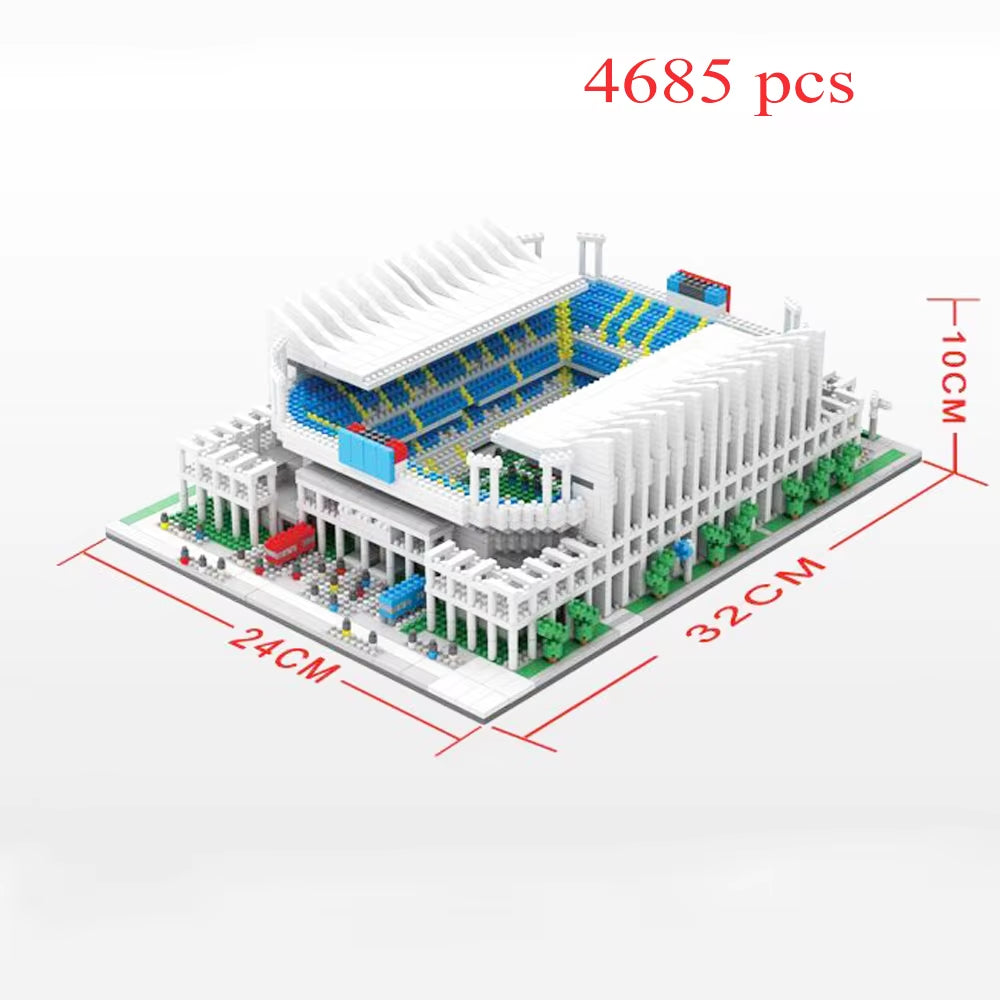 Madrid Style Soccer Stadium Model Micro Mini Diamond Block Kit Kids Adult Assemble Barcelona Football Field Brick Set Puzzle Toy