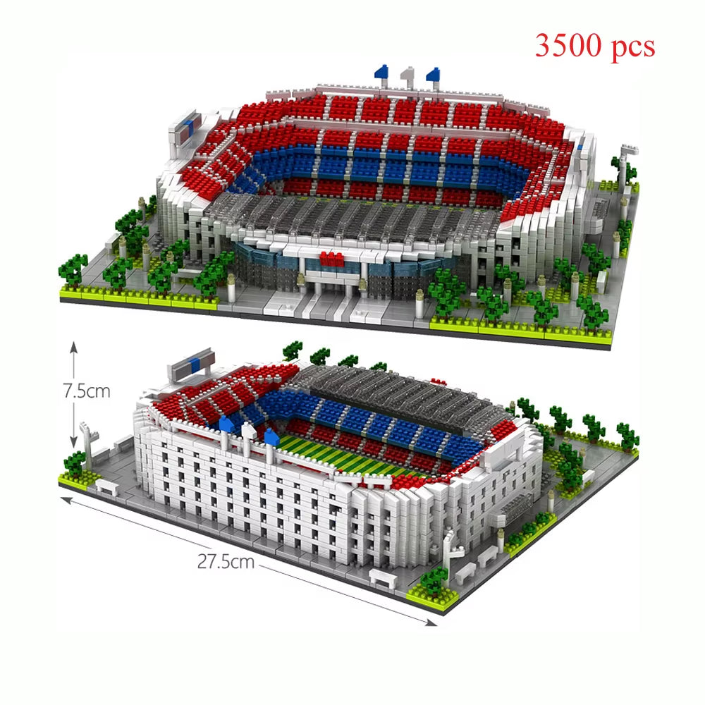 Madrid Style Soccer Stadium Model Micro Mini Diamond Block Kit Kids Adult Assemble Barcelona Football Field Brick Set Puzzle Toy