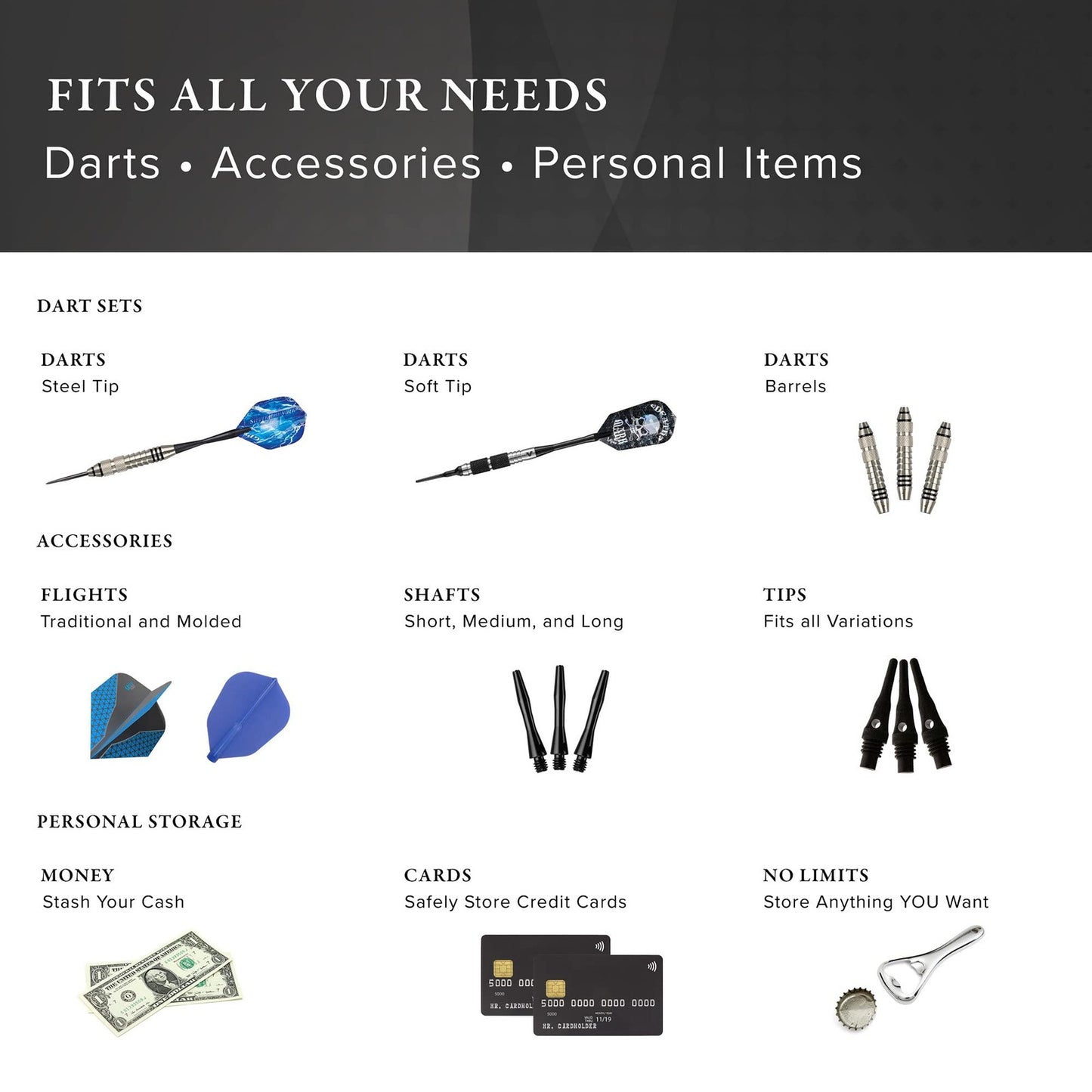 Casemaster Sentinel 6 Dart Case, Holds Extra Accessories, Tips, Shafts And