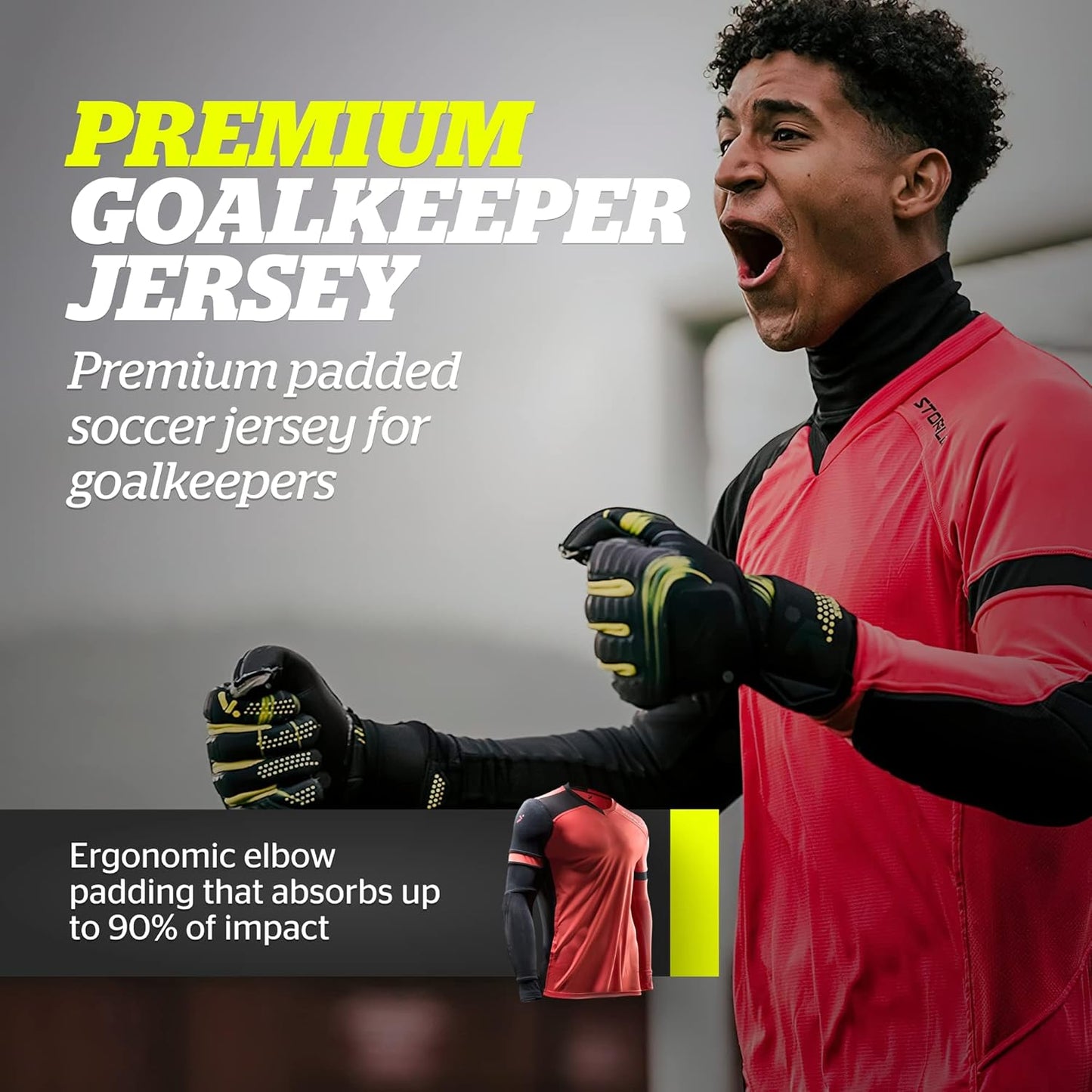 Exoshield Gladiator Goalkeeper Jersey, High-Impact Protection, Sweat-Wicking, Breathable Athletic Shirt for Soccer
