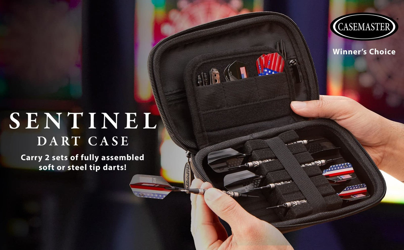 Casemaster Sentinel 6 Dart Case, Holds Extra Accessories, Tips, Shafts And