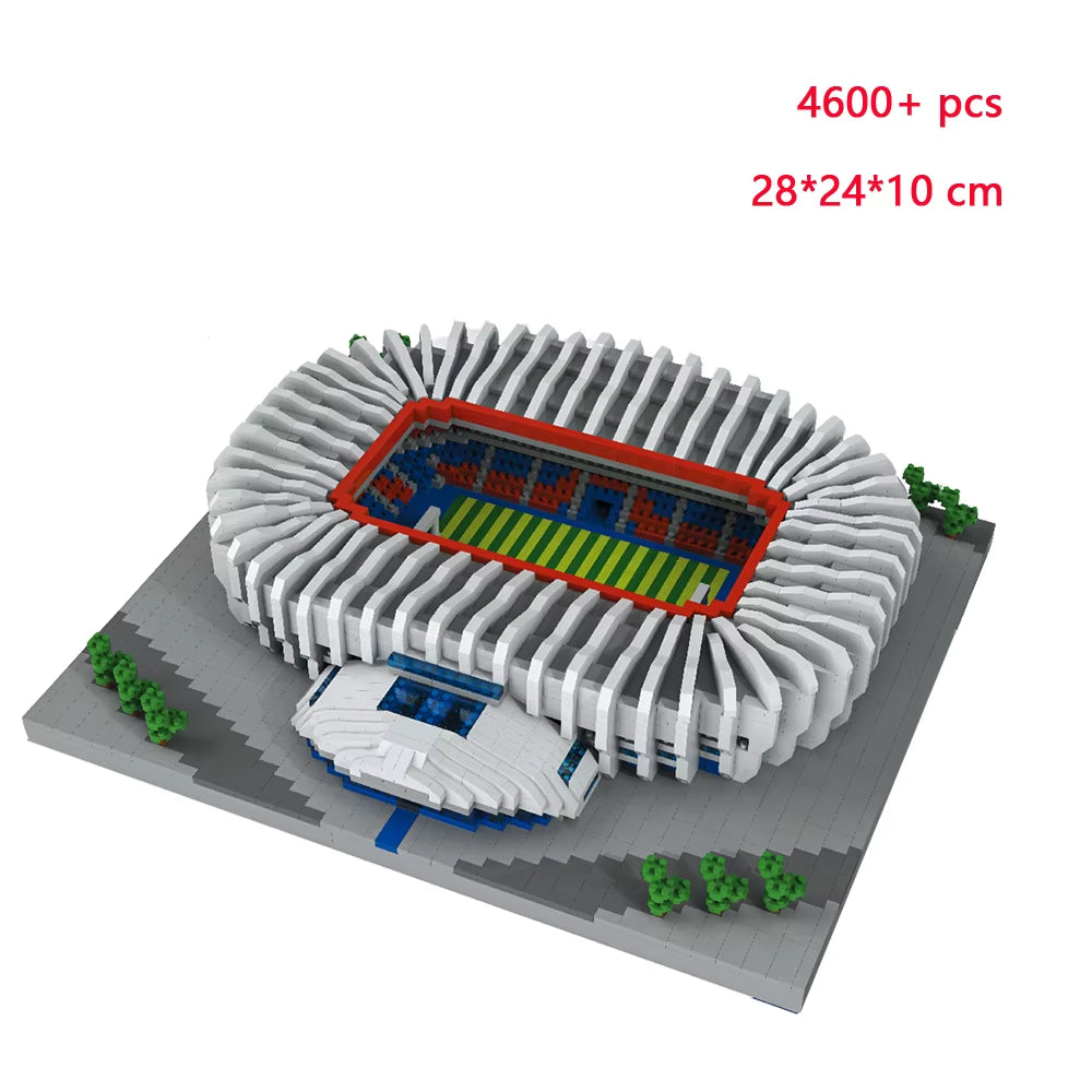 Madrid Style Soccer Stadium Model Micro Mini Diamond Block Kit Kids Adult Assemble Barcelona Football Field Brick Set Puzzle Toy