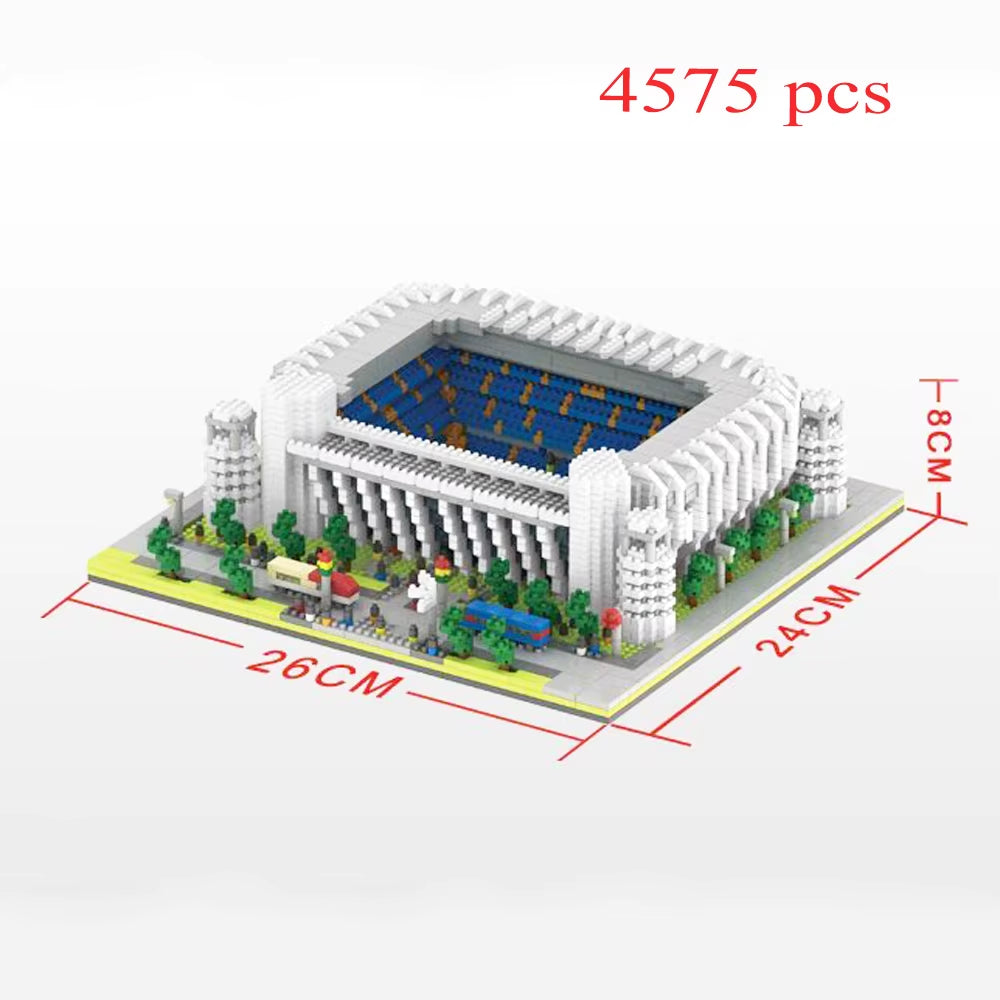 Madrid Style Soccer Stadium Model Micro Mini Diamond Block Kit Kids Adult Assemble Barcelona Football Field Brick Set Puzzle Toy