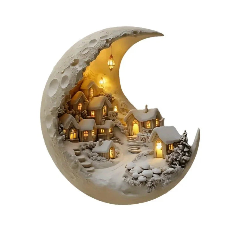 1 PCS Flat Acrylic Moon House Exquisite Decoration Home Decoration Can Stand Tabletop Decoration Bedroom Living Room Decoration