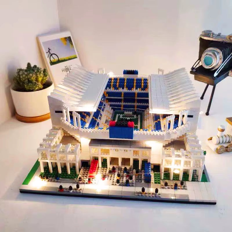 Madrid Style Soccer Stadium Model Micro Mini Diamond Block Kit Kids Adult Assemble Barcelona Football Field Brick Set Puzzle Toy